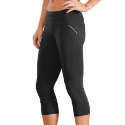 ATHLETA RELAY CAPRI REFLECTIVE BLACK LEGGINGS pockets fitness SIZE small